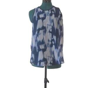 Forever 21 Blue Tie-Dye Empire Waist V-Neck Lace Cami Top